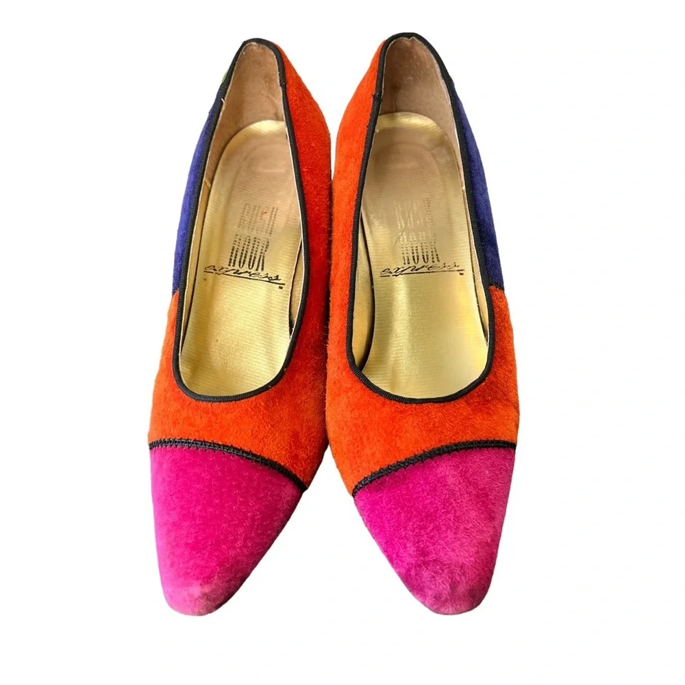 Vintage Rush‎ Hour Color Block Suede Heels